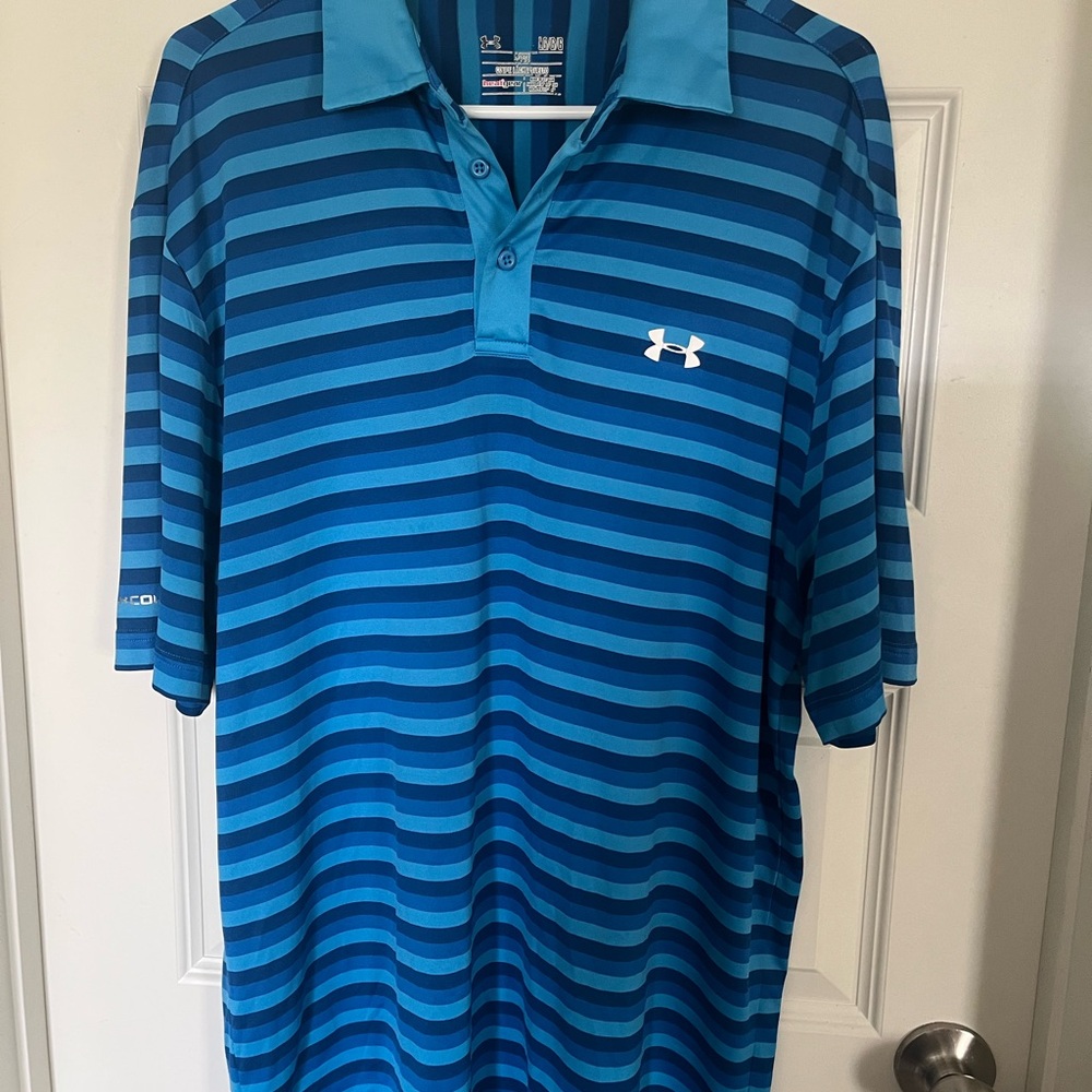 Under Armour Men's Blue Striped Polo